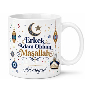 Sünnet Çocuğuna Özel Erkek Adam Oldum Maşallah Kupa Bardak Hediye