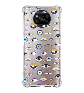 PrintiFy Poco X3 Pro Uyumlu Nazar Boncuğu 2 Baskılı Şeffaf Köşe Korumalı Antişok Kılıf