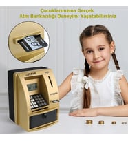 Monozone Şifreli Kumbara ATM Şekilli Eğitici Hesap Makinesi Sesli Komut LCD Ekran Saat Takvim Alarm