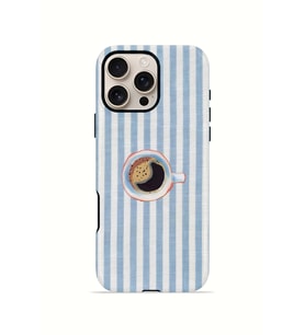 iPhone 16 Pro Vorian Çift Katmanlı MagSafe Kılıf Morning Coffee Stripe