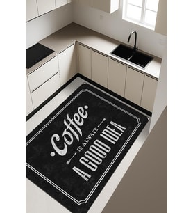 Coffee Desenli Dijital Baskı Kaymaz Taban Mutfak Halısı H0036 (Çok Renkli)