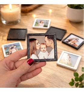 Mini Desenli Kare Çerçeve 6x6cm - 10'lu Paket (Düz Siyah)