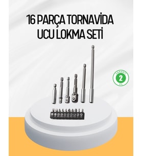 Ergonomik 16 Parça Bits Tornavida Uç ve Adaptör Seti