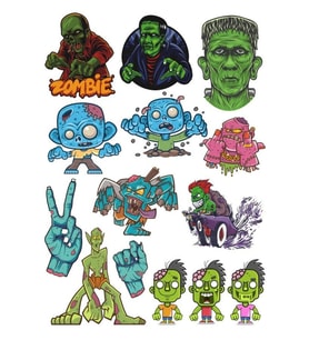 Zombie Canavarlar Sticker Set-1 14 Parça Telefon, Tablet, Defter, Laptop Sticker