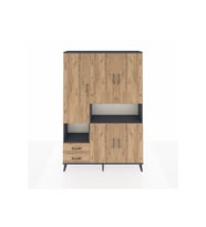 Arges Dolap 10 Raflı 2 Çekmeceli 5 Kapaklı 132x30x195 Antrasit-Çam/Çam