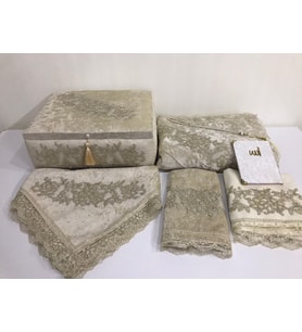 Lamazihome 7 Parça Vizon Sandıklı Seccade Seti Seccade Takımı Gelin Damat Seti