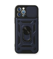 Apple İphone 12 Pro Kılıf Pars Lens Yüzüklü Silikon - Lacivert