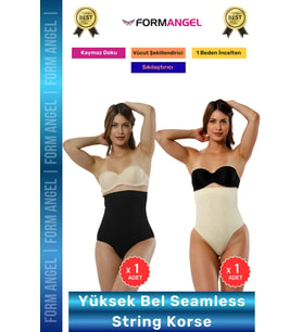 #Korse Seamless Dikişsiz Toparlayıcı Vücut Şekillendiren Kaymaz Yüksek Bel String Korse 2'li Set