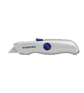 WORKPRO WP213007 Alüminyum Gövde Otomatik Geri Çekilebilir Rötuş Maket Bıçağı