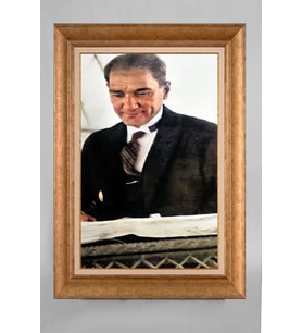 Altın Varaklı Paspartulu Çerçeveli Atatürk Tablo sd804