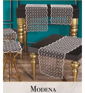 Salon Takımı Modena Model 5 Parça Tül İşlemeli Runner Seti