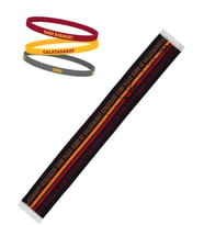 Galatasaray Lisanslı Siyah Çizgili Şal Atkı ve 3`lü Bileklik (Sarı-Kırmızı)