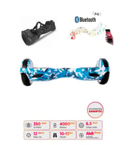 Elektrikli Kaykay Hoverboard 6.5 Inch Mavi Kamuflaj Grafity Desenli Akıllı Dengeli Çanta Hediyeli D03