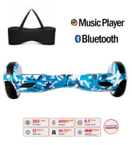 Elektrikli Kaykay Hoverboard 6.5 Inch Mavi Kamuflaj Grafity Desenli Akıllı Dengeli Çanta Hediyeli D03