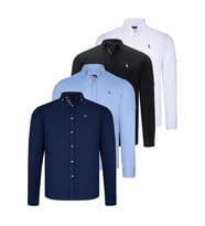 DÖRTLÜ SET G674 DEWBERRY ERKEK GÖMLEK-SİYAH-BEYAZ-LACİVERT-BEBE MAVİ (Karışık)