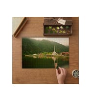 Trabzon Uzungöl Camii Tasarımı 240 parça Ahşap Puzzle Ahşap Kutuda MP02925