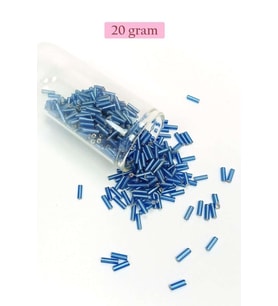 Uzun Boru Kesme Boncuk Çap 2mm Uzunluk 10 mm - 20 Gram - Mavi - BNC242