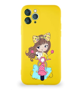 Apple iPhone 11 Pro Soft Premier Kapak Vespagirl Tasarımlı Silikon Kılıf - Sarı (Şeffaf)