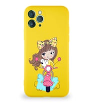 Apple iPhone 11 Pro Soft Premier Kapak Vespagirl Tasarımlı Silikon Kılıf - Sarı (Şeffaf)