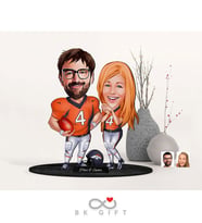 BK Gift Kişiye Özel Amerikan Futbolcu Sevgililer Karikatürlü Ahşap Biblo-1