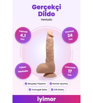 Vantuzlu 24 Cm Ultra Yumuşak Gerçekçi Ten Renkli Dildo – iyimor
