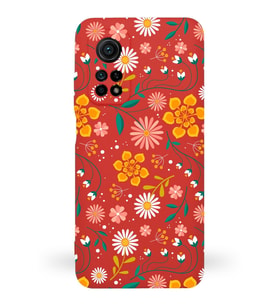 Xiaomi Mi 10T Pro Uyumlu Lansman Kılıf Çiçek Tasarımlı İçi Kadife Kapak-Gri (Kırmızı)