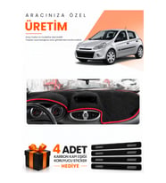 RENAULT CLIO 3 (2005-2012) Uyumlu Torpido Koruma Örtüsü Oto Kılıfı - Siyah Kırmızı