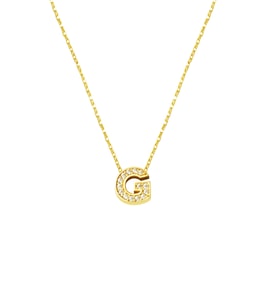 Taşlı G Harfli Minimal Harf Altın Kolye