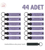 Reklam Ajanslarına Uygun Hediyelik, 44'lü Set, Marka Yazılı Deri Anahtarlık, Mor Menekşe & Siyah (Lila - Mor)