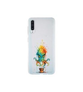 Samsung Galaxy A50 ile uyumlu Splash ahtapot tasarımlı şeffaf silikon kılıf