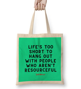 Jeff Bezos Quotes - Entrepreneurs Motivation İnspiration Success Work Gifts Bez Çanta Uzun Saplı