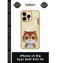 iPhone 15 Big Eyes Kedi Kılıf 3D Mobil Aksesuar Cihaz Kılıfı Cep Aksesuarı