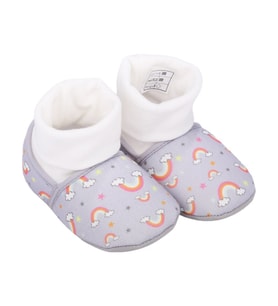 Unisex Gri Gökkuşağı Desenli Panduf