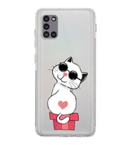 Samsung Galaxy A31  Kamera Korumalı  Kapak Cool Cat Tasarımlı  Şeffaf Kılıf