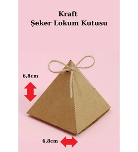 50 Adet Kraft Piramit Kutu - Lokum Kutusu - Kına Hediye - Şeker Kutusu -