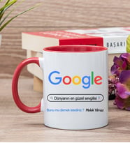 Kişiye Özel Google Tasarım Esprili Kırmızı Kupa Bardak