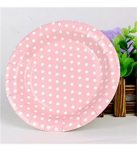 TABAK KARTON Pembe PUANTİYELİ 23cm PK:8-