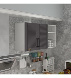 Kenzlife hazır mutfak dolabı maydanoz60 gri mod2 60*120*32 mebran kapak suntalam gövde (Karışık)