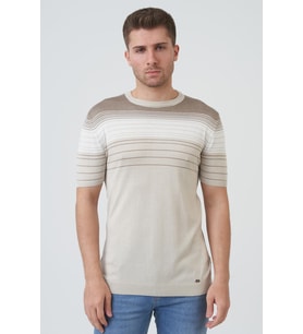 White Stone Charlotte 16014 Slim Fit Sıfır Yaka T-Shirt Taş