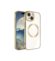 Apple iPhone 15 Plus Uyumlu Kılıf M-safe Wireless Şarj Özellikli Zore Setro Silikon (Gold)