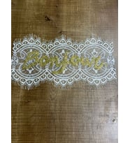 16X30 CM GÜPÜR SARI YAZILI BONJOUR ARMA YAMA APLİKE DİKİŞ