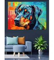 Renkli Pop Art Tarzı Köpek Portresi Dekoratif Kanvas - Mdf Ahşap Tablo