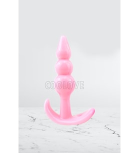 ve Vajinal Plug 3 Boğumlu Silikonlu Pembe