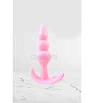 ve Vajinal Plug 3 Boğumlu Silikonlu Pembe