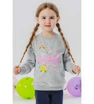 Breeze Kız Çocuk Sweatshirt Kelebek Baskılı 3-8 Yaş, Açık Gri Melanj