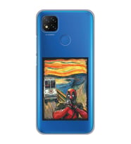 Xiaomi Redmi 9C / 10A Uyumlu Deadpool Çığlık Tasarımlı Şeffaf Telefon Kılıfı