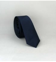 Lacivert Ultra Slim Fit Düz Renk Saten Kravat - USS-03 (Renksiz)