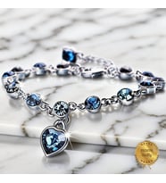 Pandora Tarz, Gümüş Safir Taşlı Premium Bİleklik, Ahşap Kutu içerisinde