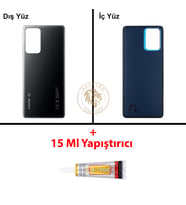 Xiaomi Mi 11-T Siyah Arka Pil Kapağı Batarya Kapağı Lazer Kesim + B-7000 Yapıştırıcı
