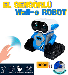 El Sensörlü Akıllı WALL-E Akıllı Robot Uzaktan Kumandalı 360° Dönen Dahili Şarjlı Işıklı Sesli Fonksiyon İnteraktif Akıllı Oyuncak Robot (Mavi)